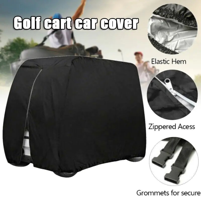 Waterproof Golf Cart Cover Zipper 4 Passenger EZ GO Club Car Yamaha Elastic Hem