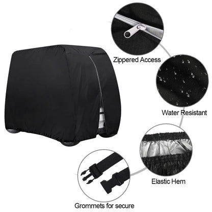 Waterproof Golf Cart Cover Zipper 4 Passenger EZ GO Club Car Yamaha Elastic Hem